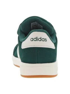 Tennis en cuir vertes à semelle blanche avec bande auto-agrippante et logo blanc