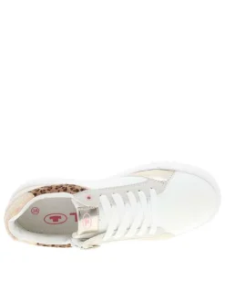 Tennis léopard à talon plat avec des lacets et un zip latéral