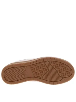 Tennis roses à semelle marron avec lacets plats tressés et talon plat