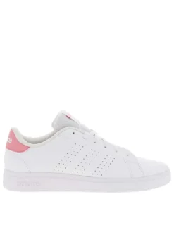 Tennis roses avec une semelle à talon plat et logos contrastés