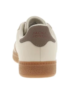 Tennis beiges avec des empiècements marrons à talon plat et à lacets plats