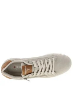 Tennis beiges à semelle plate avec une fermeture à lacets et zip latéral