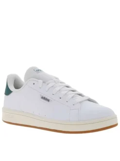 Tennis blanches avec contrefort contrasté et semelle à talon plat