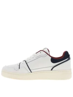 Tennis blanches avec semelle à talon plat et doublure bordeaux