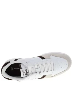 Tennis blanches en cuir à talon plat avec des lacets et logo marron