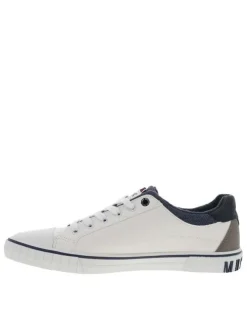 Tennis blanches à semelle plate avec des lacets et un zip latéral