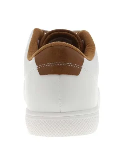 Tennis blanches à talon plat avec des lacets et logo embossé