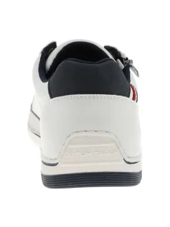 Tennis blanches à talon plat avec des lacets et un zip latéral