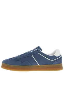 Tennis bleu ciel plate, à lacets plat avec surpiqûres ton sur ton