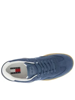 Tennis bleu ciel plate, à lacets plat avec surpiqûres ton sur ton