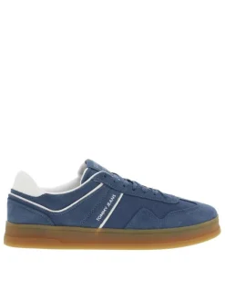 Tennis bleu ciel plate, à lacets plat avec surpiqûres ton sur ton