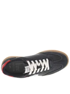 Tennis bleues marine avec des petits trous à semelle plate et à lacets plats