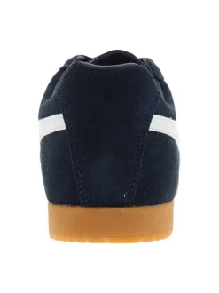 Tennis bleu marine en cuir avec un talon plat et des lacets