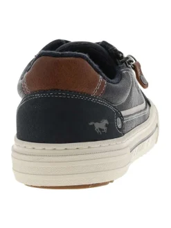 Tennis bleu marine à talon plat avec des lacets et un zip latéral