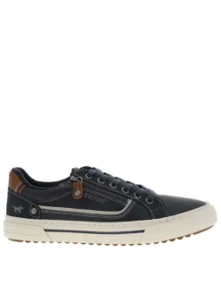 Tennis bleu marine à talon plat avec des lacets et un zip latéral
