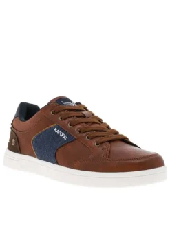 Tennis cognac à talon plat pourvues du logo de la marque