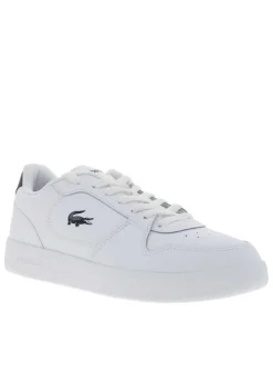 Tennis Court Ace en cuir blanches à talon plat avec des lacets