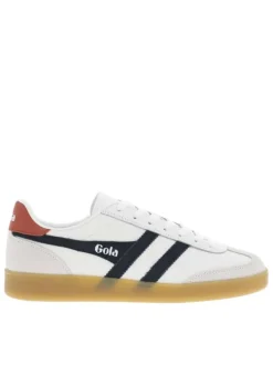Tennis en cuir blanches à détails en daim et à semelle plate miel translucide