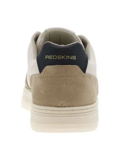 Tennis en cuir blanches et beiges avec logos dorés et semelle translucide