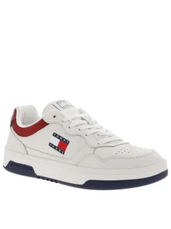 Tennis en cuir blanc à talon plat et à lacets plats blancs avec trous d'aération