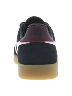 Tennis en cuir bleues marine en daim avec le nom de la marque et à lacets plats