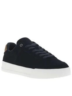 Tennis en cuir bleu marine à lacets avec semelle à talon plat