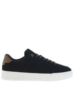 Tennis en cuir bleu marine à lacets avec semelle à talon plat