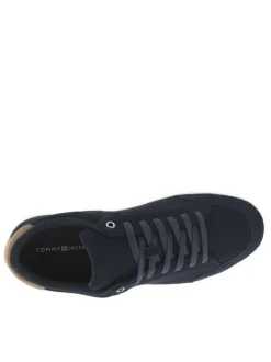 Tennis en cuir bleu marine à lacets avec semelle à talon plat