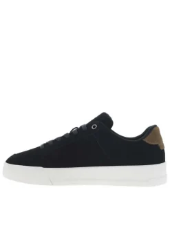 Tennis en cuir bleu marine à lacets avec semelle à talon plat