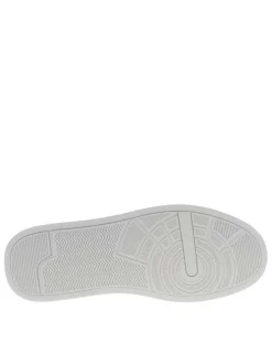 Tennis en cuir bleu marine à talon plateau avec des lacets noirs
