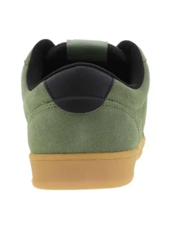 Tennis en cuir kaki avec semelle à talon plat et lacets contrastés