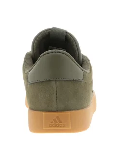 Tennis en cuir kaki avec semelle à talon plat et lacets ton sur ton