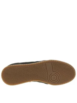 Tennis en cuir kaki à talon plat avec des lacets plats blancs