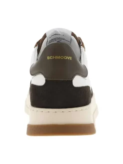 Tennis en cuir multicolores avec une semelle plate et des lacets plats