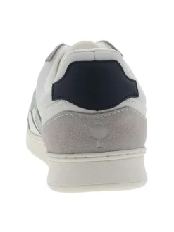 Tennis en cuir multicolores avec un talon plat et un logo embossé au talon