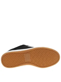 Tennis en cuir noires avec semelle à talon plat et lacets contrastés