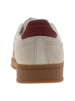 Tennis en cuir sable à talon plat avec des lacets et un revêtement doux