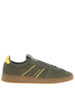Tennis en cuir taupe avec semelle à talon plat et lacets arrondis