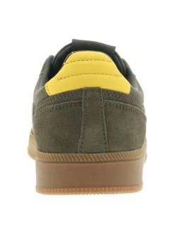 Tennis en cuir taupe avec semelle à talon plat et lacets arrondis