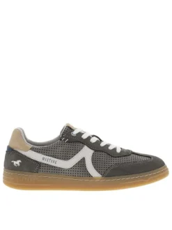 Tennis grises anthracite à petits trous avec de lacets plats blancs