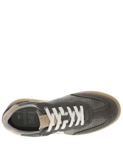 Tennis grises anthracite à petits trous avec de lacets plats blancs