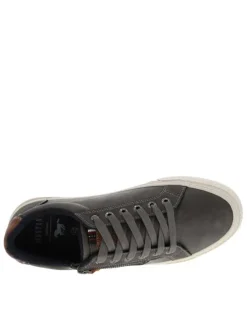 Tennis grises à talon plat avec des lacets et un zip latéral