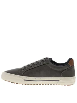 Tennis grises à talon plat avec des lacets et un zip latéral