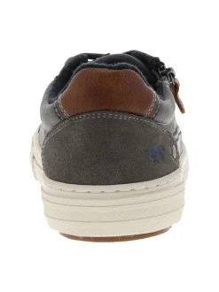 Tennis grises à talon plat avec des lacets et un zip latéral