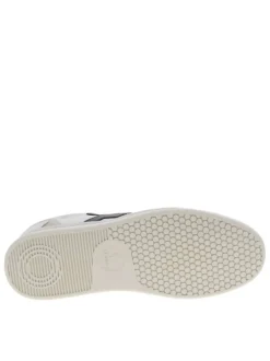 Tennis Hazel en cuir bleu marine à talon plat avec des lacets plats blancs