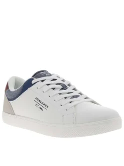 Tennis Jordan blanches à talon plat avec des lacets et logo embossé