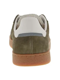Tennis kaki en cuir à talon plat avec des lacets et revêtement doux