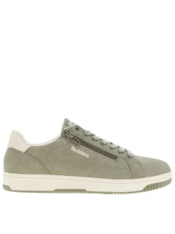 Tennis kaki à semelle plate avec des lacets et un zip latéral
