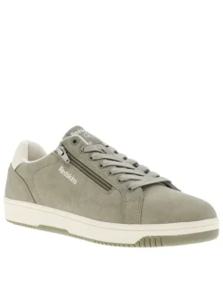 Tennis kaki à semelle plate avec des lacets et un zip latéral