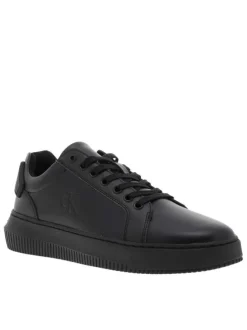 Tennis Malmo en cuir noires avec semelle à talon plat et à lacets
